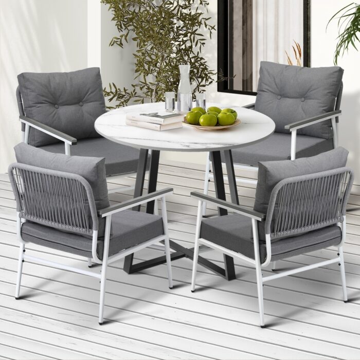 Livsip Outdoor Dining Set 4 Seater Marble Table - Image 2