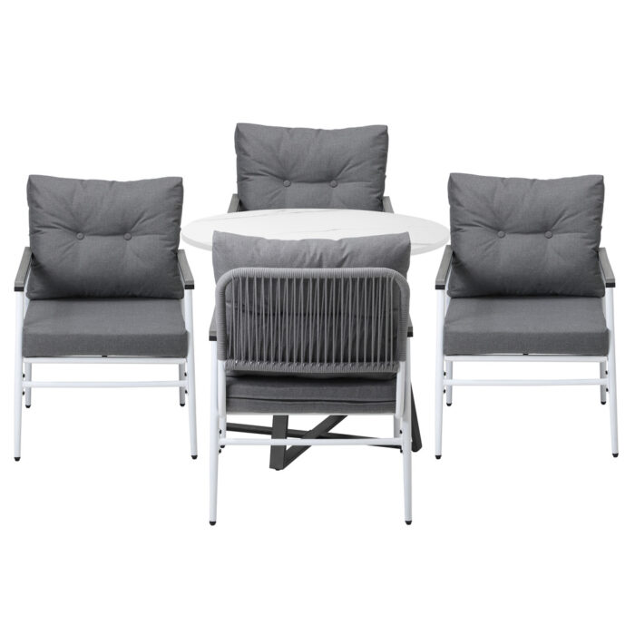 Livsip Outdoor Dining Set 4 Seater Marble Table - Image 3