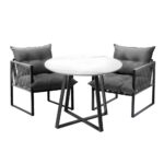 Livsip 3PCS Outdoor Dining Set Round Table and Chairs with Cushions