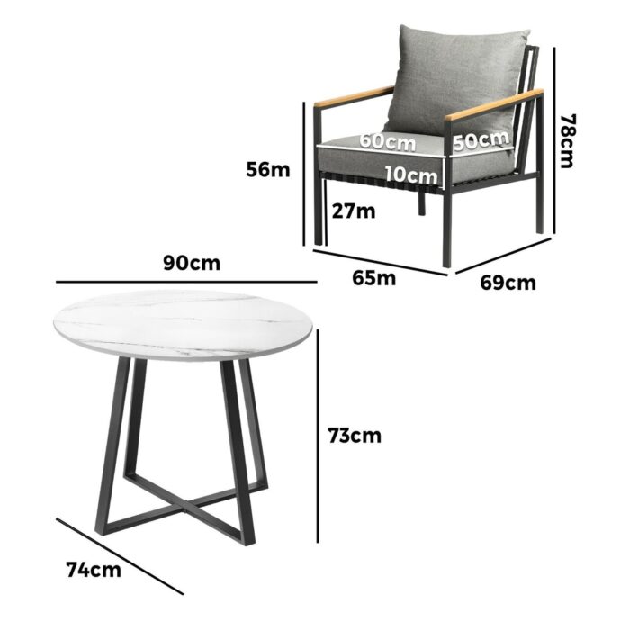 Livsip 3PCS Outdoor Dining Set Table&Sofa Chairs - Image 3