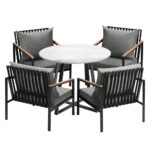 Livsip 5PCS Outdoor Dining Set Table&Sofa Chairs