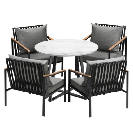 Livsip 5PCS Outdoor Dining Set Table&Sofa Chairs