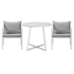Livsip Outdoor Dining Set Bistro Setting 3PCS White - Image 7