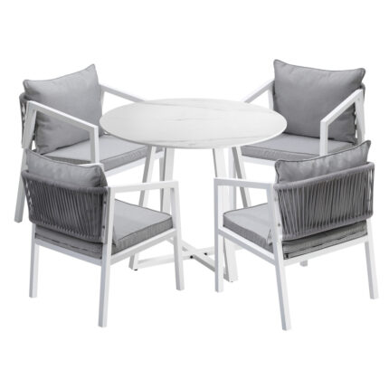 Livsip Outdoor Dining Set Bistro Setting 5PCS White
