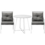 Livsip Outdoor Dining Set 3PCS Round Table Rattan Chair - Image 3