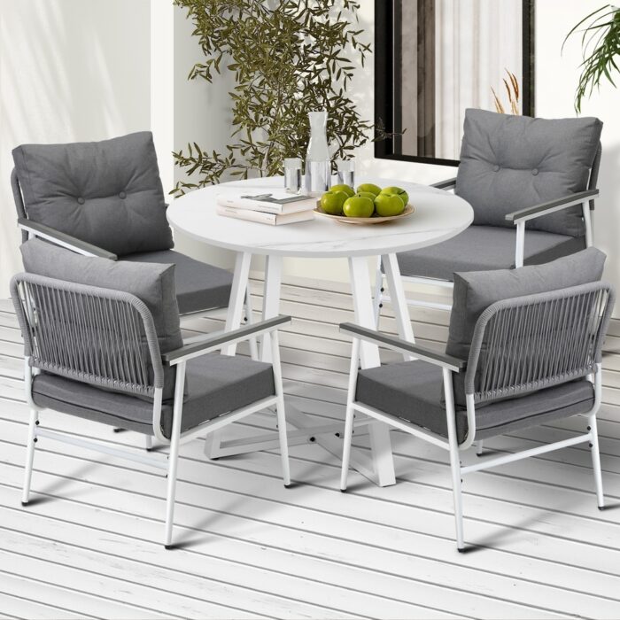 Livsip Outdoor Dining Set Patio Setting 4 Seater Round Table - Image 6