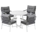 Livsip Outdoor Dining Set Patio Setting 4 Seater Round Table