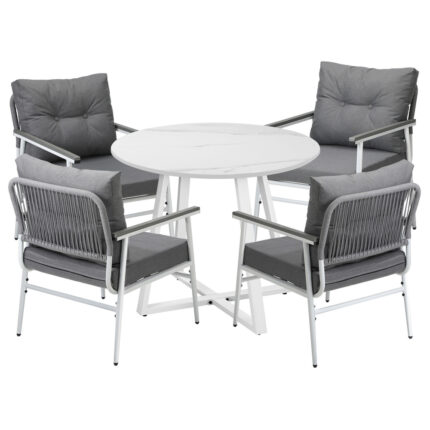 Livsip Outdoor Dining Set Patio Setting 4 Seater Round Table