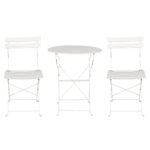Gardeon 3PC Outdoor Bistro Set Steel Table and Chairs Patio Furniture White - Image 3