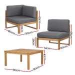 Gardeon 4-Piece Outdoor Sofa Set Wooden Couch Lounge Setting 5PCS - Image 2