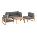Gardeon 4-Piece Outdoor Sofa Set Wooden Couch Lounge Setting 5PCS - Image 3