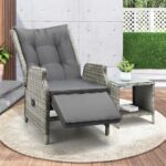 Livsip Outoodr Recliner Lounge & Table Set Wicker Grey - Image 8