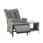 Livsip Outoodr Recliner Lounge & Table Set Wicker Grey