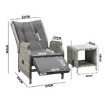 Livsip Outoodr Recliner Lounge & Table Set Wicker Grey - Image 11