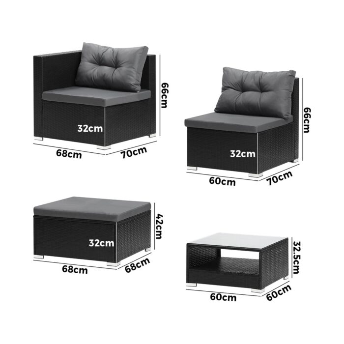 Livsip Outdoor Sofa Set 4 Seater Corner Modular Lounge Set - Image 5
