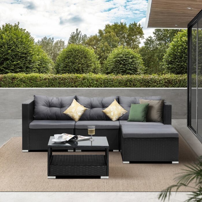 Livsip Outdoor Sofa Set 4 Seater Corner Modular Lounge Set - Image 7