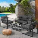 Livsip 4 Piece Outdoor Furniture Setting Grey - Image 6