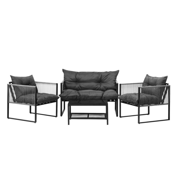 Livsip 4 Piece Outdoor Furniture Setting Grey - Image 5