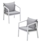 Livsip 2PCS Outdoor Furniture Chairs Steel Frame White