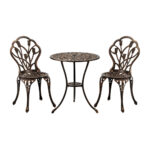 Livsip 3PCS Bistro Outdoor Setting Chairs Table Bronze