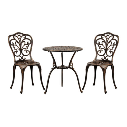 Livsip Outdoor Patio Set Chairs&Table 3PCS Bronze