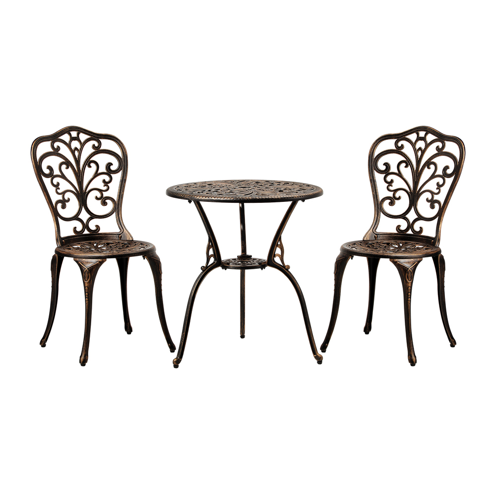OPS-AL-VINE-BZ-01 Livsip Outdoor Patio Set Chairs&Table 3PCS Bronze - Image 1