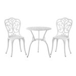 Livsip Bistro Outdoor Set Chairs Table 3PCS Cast Aluminium