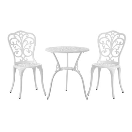 Livsip Bistro Outdoor Set Chairs Table 3PCS Cast Aluminium