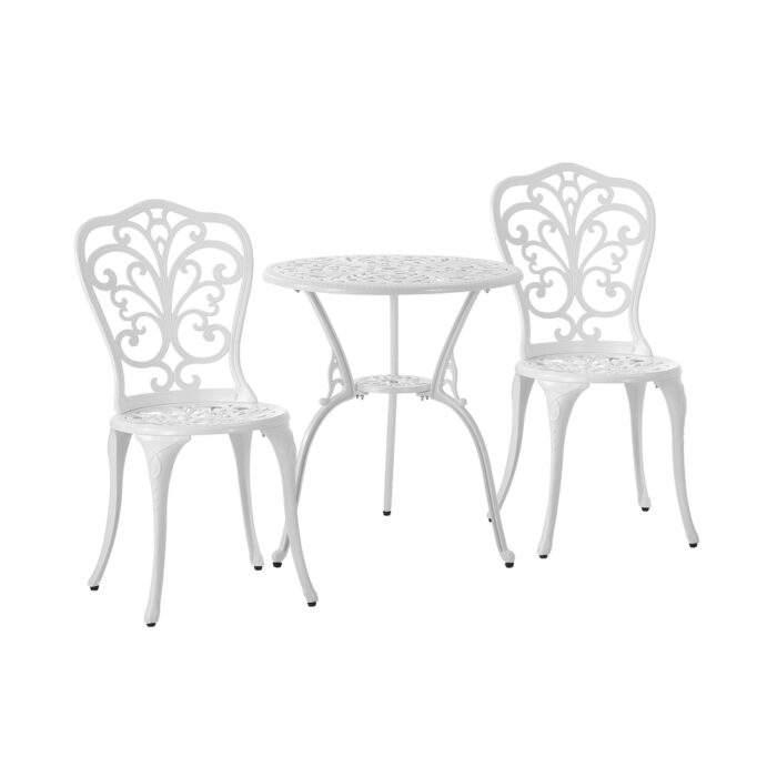 Livsip Bistro Outdoor Set Chairs Table 3PCS Cast Aluminium - Image 2