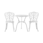 Livsip Bistro Outdoor Set Chairs Table 3PCS Cast Aluminium - Image 7