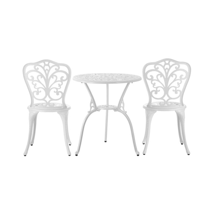 Livsip Bistro Outdoor Set Chairs Table 3PCS Cast Aluminium - Image 7