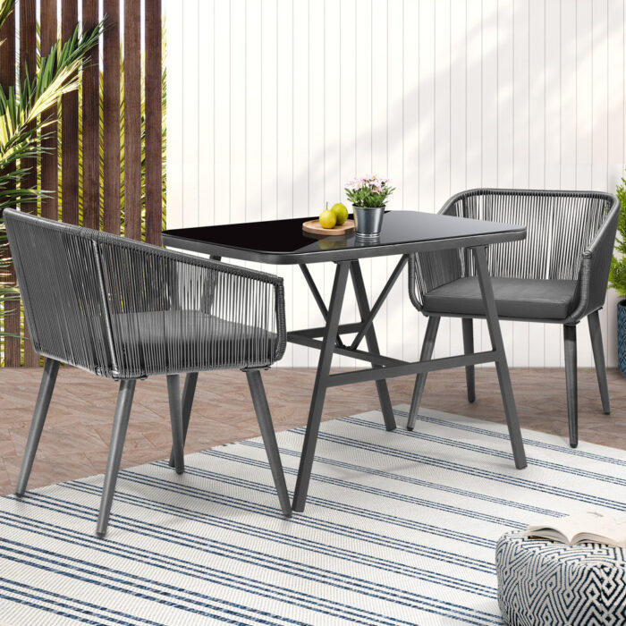 Livsip Outdoor Dining Set 3 PCS Table Chairs Set - Image 3