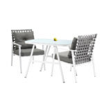 Livsip Outdoor Dining Set Rattan Chair Marble-style Table