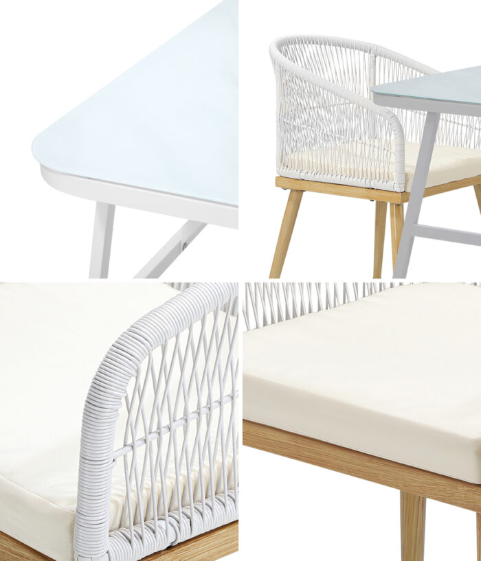 Livsip Outdoor Dining Set Patio Marble-style Table 3PCS - Image 8