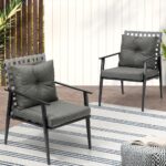 Livsip 2PCS Outdoor Armchairs Rattan Backrest Black - Image 2