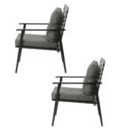 Livsip 2PCS Outdoor Armchairs Rattan Backrest Black - Image 8