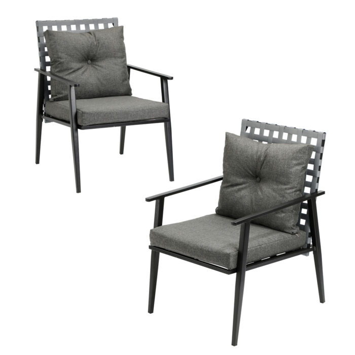 Livsip 2PCS Outdoor Armchairs Rattan Backrest Black - Image 4