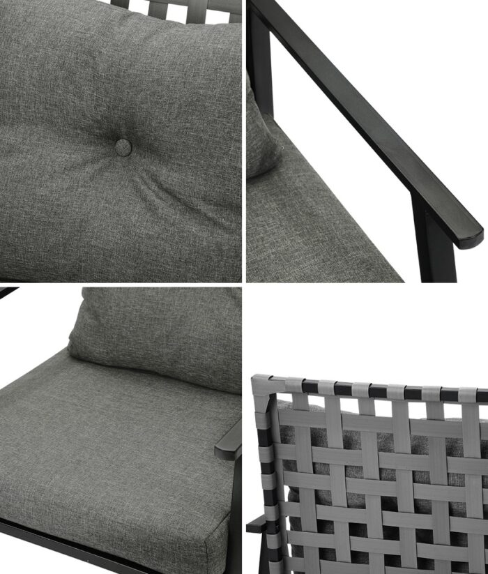 Livsip 2PCS Outdoor Armchairs Rattan Backrest Black - Image 6