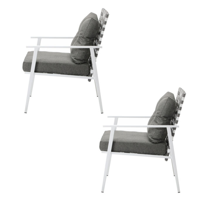 Livsip 2PCS Outdoor Armchairs Rattan Backrest White - Image 3