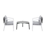Livsip 3PCS Outdoor Patio Set 70cm Coffee Table White Chairs - Image 5