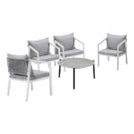 Livsip 5PCS Outdoor Patio Set 70cm Coffee Table 4 Armchairs