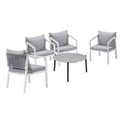Livsip 5PCS Outdoor Patio Set 70cm Coffee Table 4 Armchairs