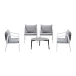 Livsip 5PCS Outdoor Patio Set 70cm Coffee Table 4 Armchairs - Image 4