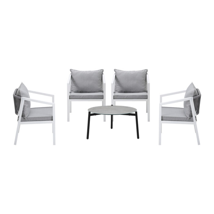 Livsip 5PCS Outdoor Patio Set 70cm Coffee Table 4 Armchairs - Image 4