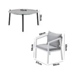Livsip 5PCS Outdoor Patio Set 70cm Coffee Table 4 Armchairs - Image 2