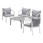 Livsip 5PCS Outdoor Patio Set 70cm Coffee Table 4 Armchairs - Image 7