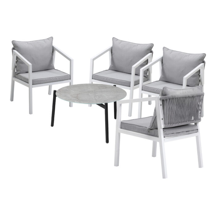 Livsip 5PCS Outdoor Patio Set 70cm Coffee Table 4 Armchairs - Image 7