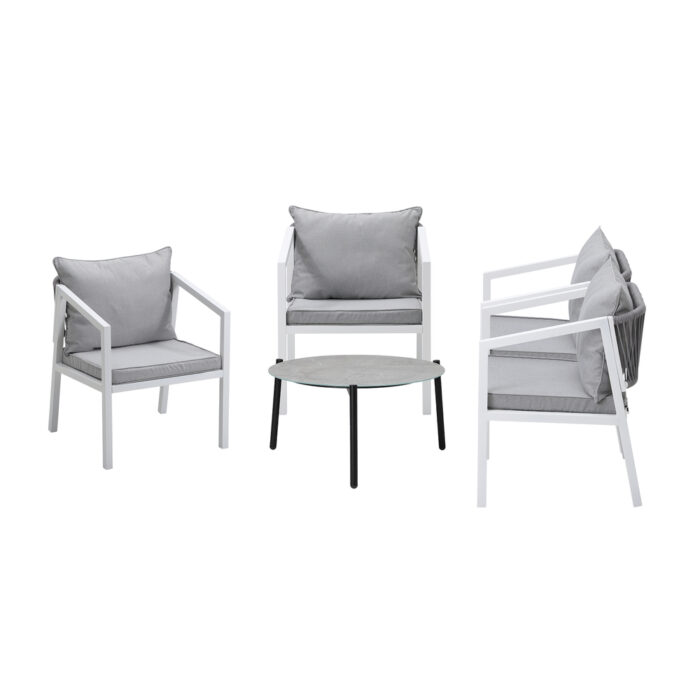 Livsip 5PCS Outdoor Patio Set 70cm Coffee Table 4 Armchairs - Image 6