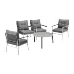 Livsip Outdoor Patio Set 5PC 70cm Table Grey and White Armchair