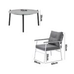 Livsip Outdoor Patio Set 5PC 70cm Table Grey and White Armchair - Image 3